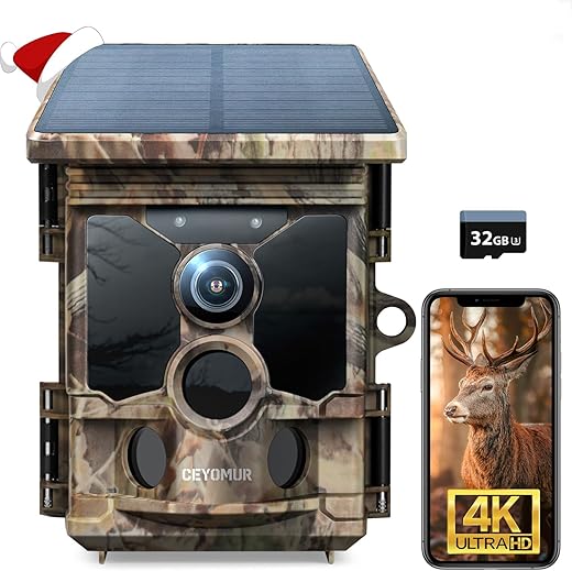 Trail Camera - 4K 48MP Game Camera with Night Vision, 0.05s Trigger Motion Activated Hunting Camera, IP66 Waterproof, 130 Wide-Angle with 46pcs No Glow Infrared LEDs for Outdoor Wildlife