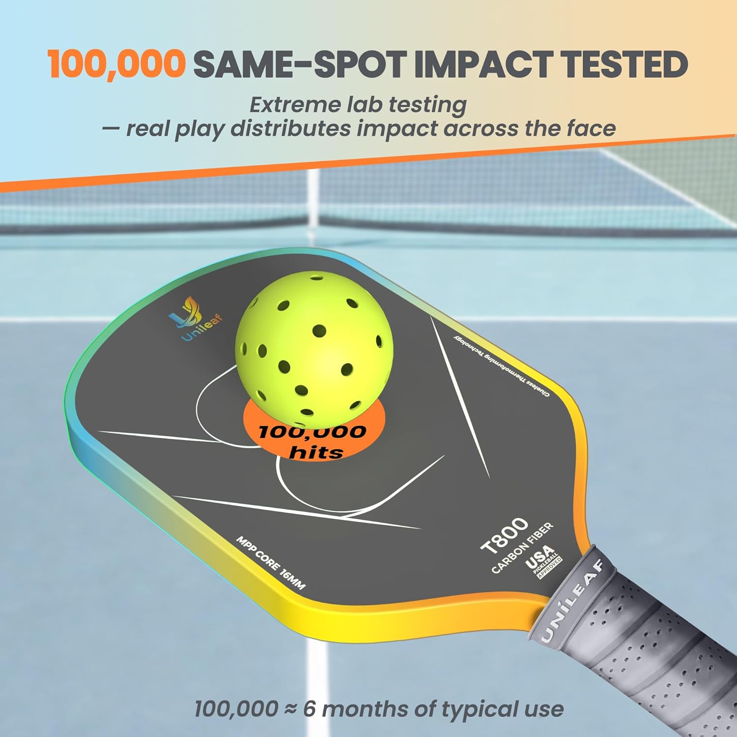 UNILEAF Pickleball Paddle, Power Gen 4 FullFoam Core Tech, T800 Raw Carbon Fiber, Increases Spin & Dwell, Oversized Sweet Spot, Integrated Thermoforming Technology, Ideal for Advanced Players