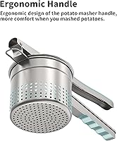 Vista 3 de Large 15oz Potato Ricer, Heavy Duty Stainless Steel Ricer for Mashed Potatoes, Sweet Potato Masher Kitchen Tool with Ergonomic Handle, Press and