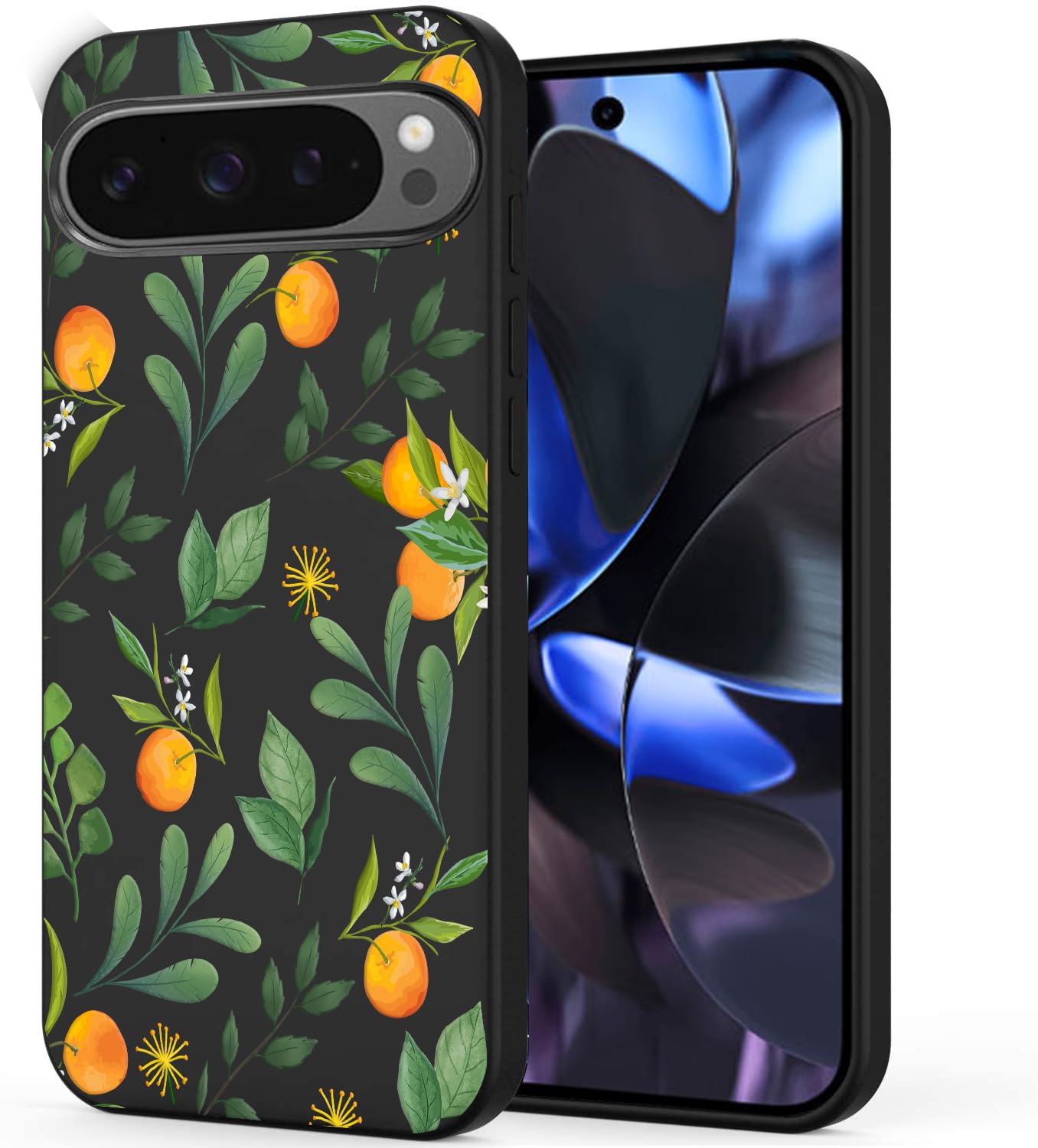 Unov Case Compatible with Pixel 9 Pixel 9 Pro (2024) 5G Case with Design Soft TPU Shock Absorption Slim Embossed Pattern Protective (Citrus Flavors)
