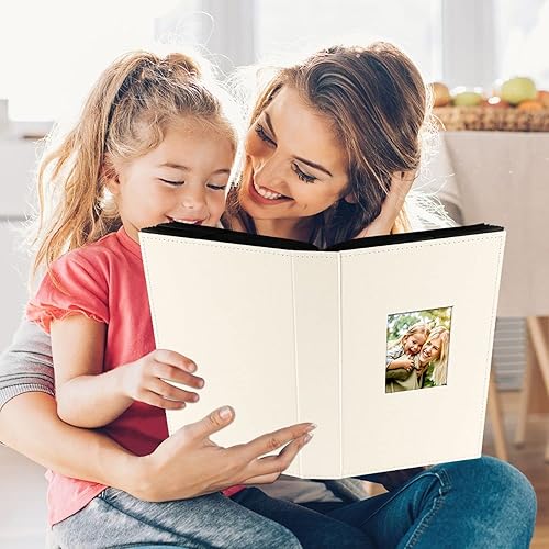 Miniatura 6 de Ywlake - Álbum de fotos de 4 x 6 pulgadas, 300 bolsillos, álbumes de fotos de cuero con capacidad para 300 imágenes solo horizontales, color beige