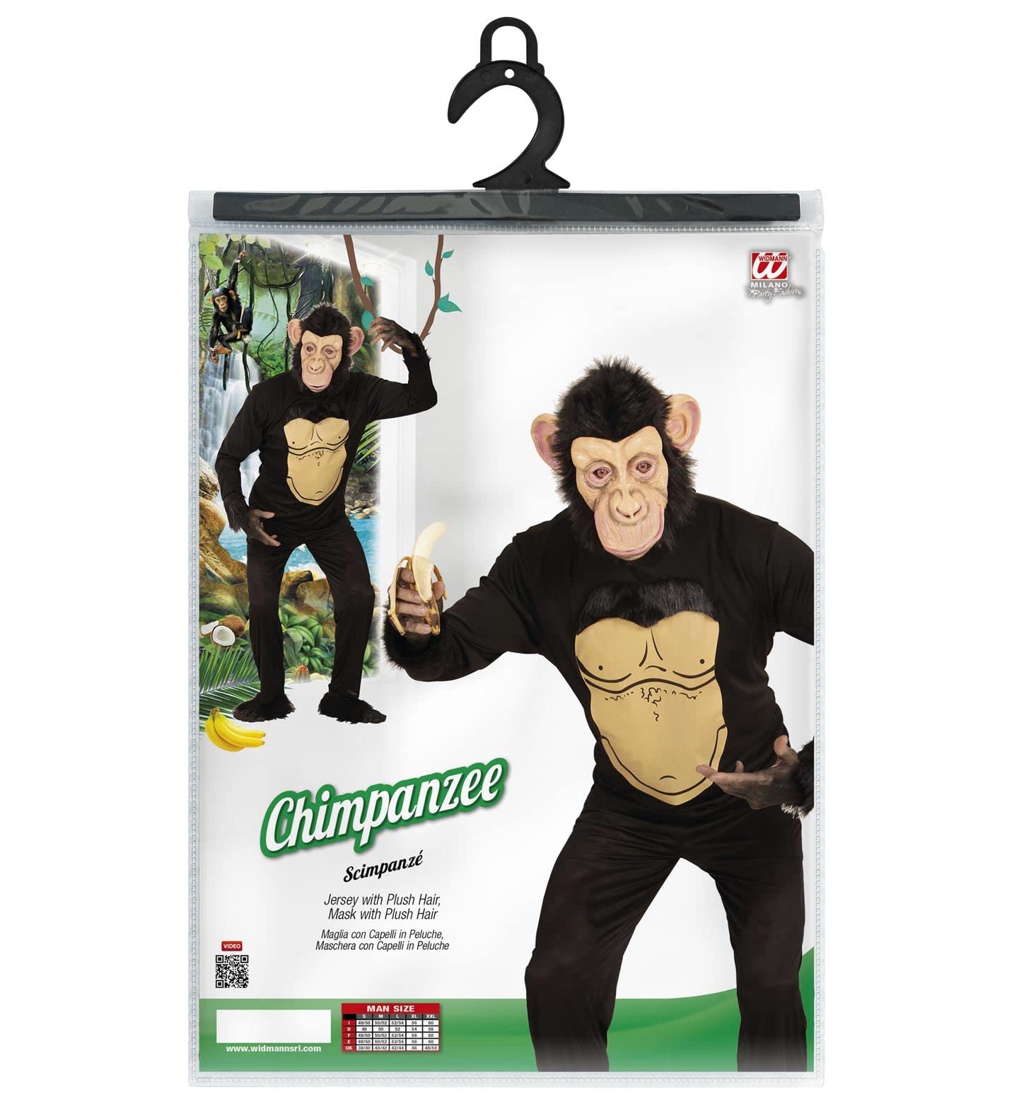 WIDMANN 74567 adultos Disfraz chimpancé, hombre, color marrón/negro , color/modelo surtido