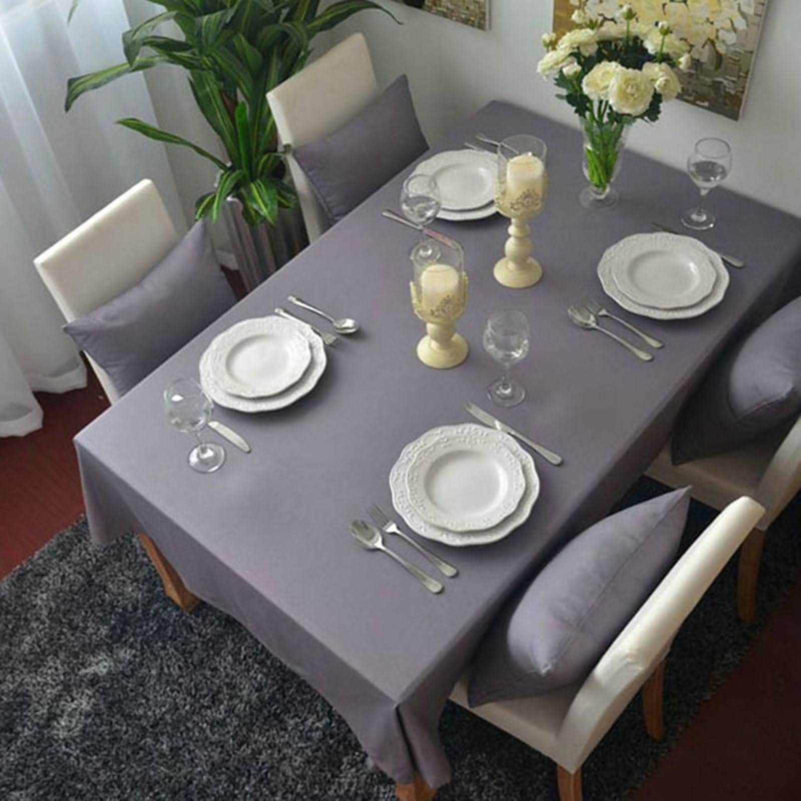 Mantel Decorativo Mesa Estrecho Telas para Manteles Restaurantes Simplicidad Color Puro Camilla Rectangular Infantil Gris Tela Protección Decoración 140X160Cm