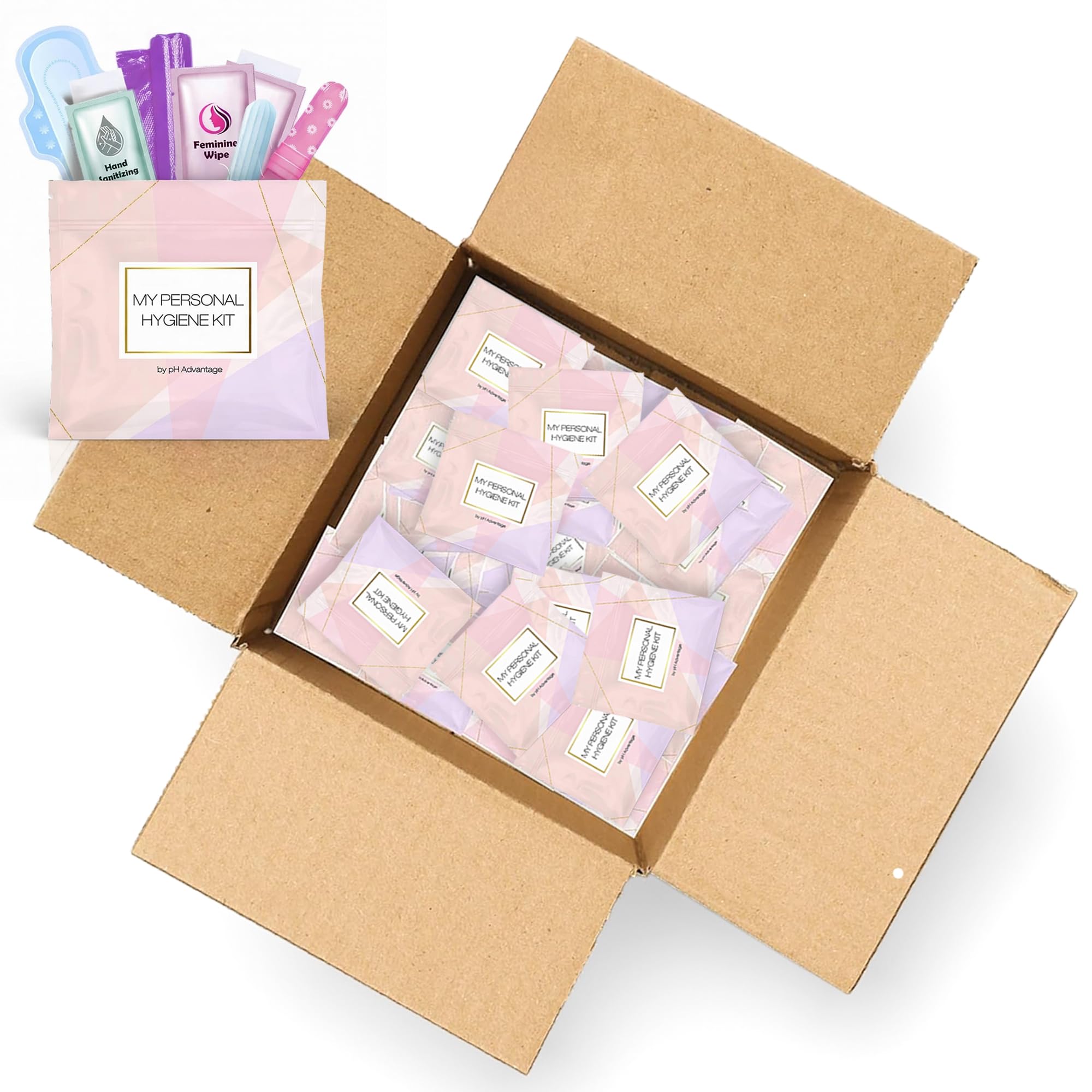 Period Hygiene Kit 60 Pack Individual Menstrual Care Kits for Schools Healthcare Nonprofits Community Distribution Includes Tampon Pad