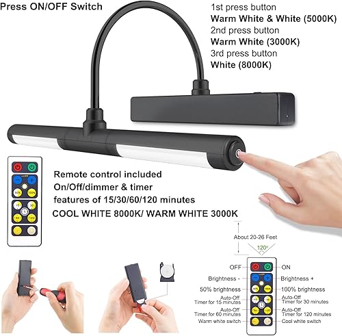 Miniatura 4 de LUXSWAY Luces de imagen para pinturas, luz de arte inalámbrica con batería recargable con control remoto, luces regulables y apagadas con