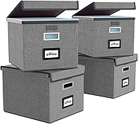 Vista 39 de Caja organizadora de archivos Huolewa con tapa, organizador de carpetas de archivos plegable para almacenamiento de documentos de oficina, caja