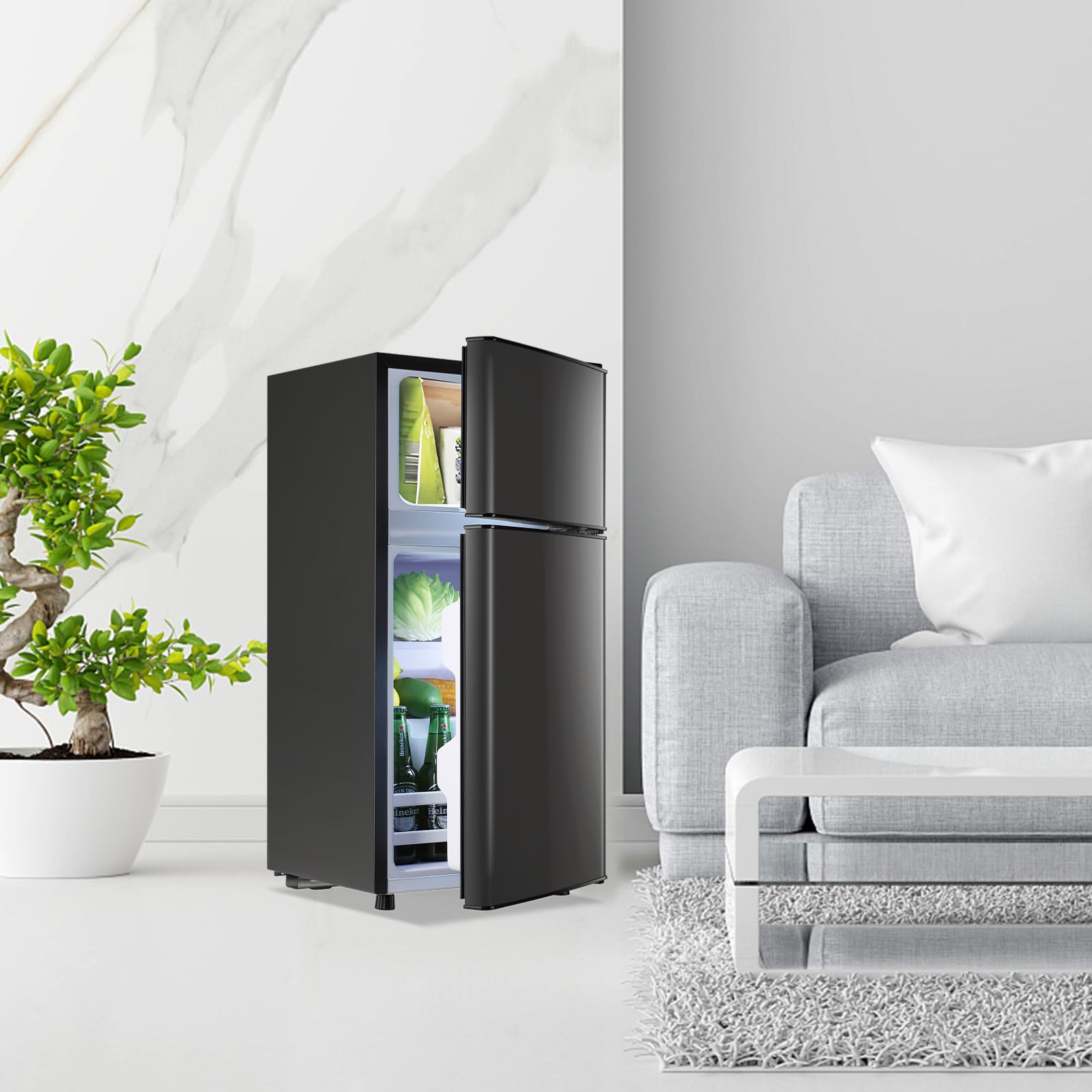 Demuller 2.4 Cu.Ft Small Refrigerator With Freezer Dorm Mini Fridge With Removable Plastic Shelves Mini Refrigerator Ideal For Home, Office,Dormitory Gray on Fridge.com - View 6