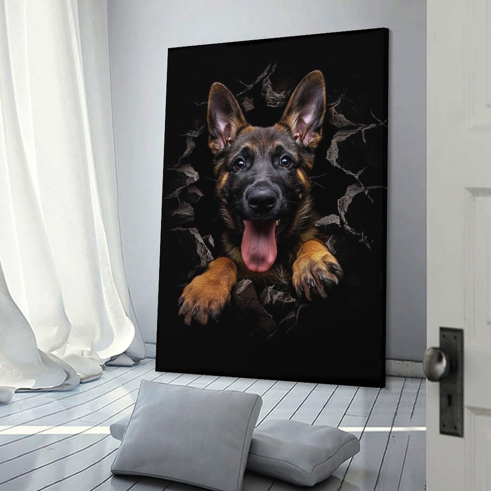 Junmoney Canvas Wall Decor Belgian Malinois, 24x36inch(60x90cm), for Restful Interiors, Bedrooms Or Small Rooms, Canvas Wall Decor for Personal Spaces
