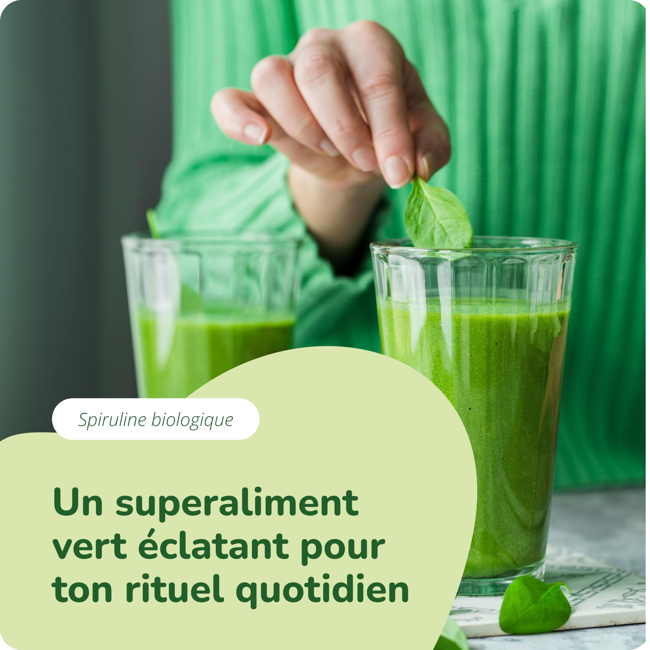 Spiruline BIO - 4000 mg par jour | 100% Pure & Sans Additifs | Avec Phycocyanine, Protéines | VEGAN & Sans OGM | Vegavero®