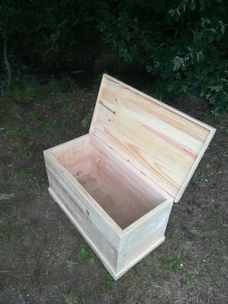 Coffre Arche En Bois Massif Grande Taille 100x52x53 Cm - Avec Clé Et Verrou - Livré Assemblé - Rangement Déco