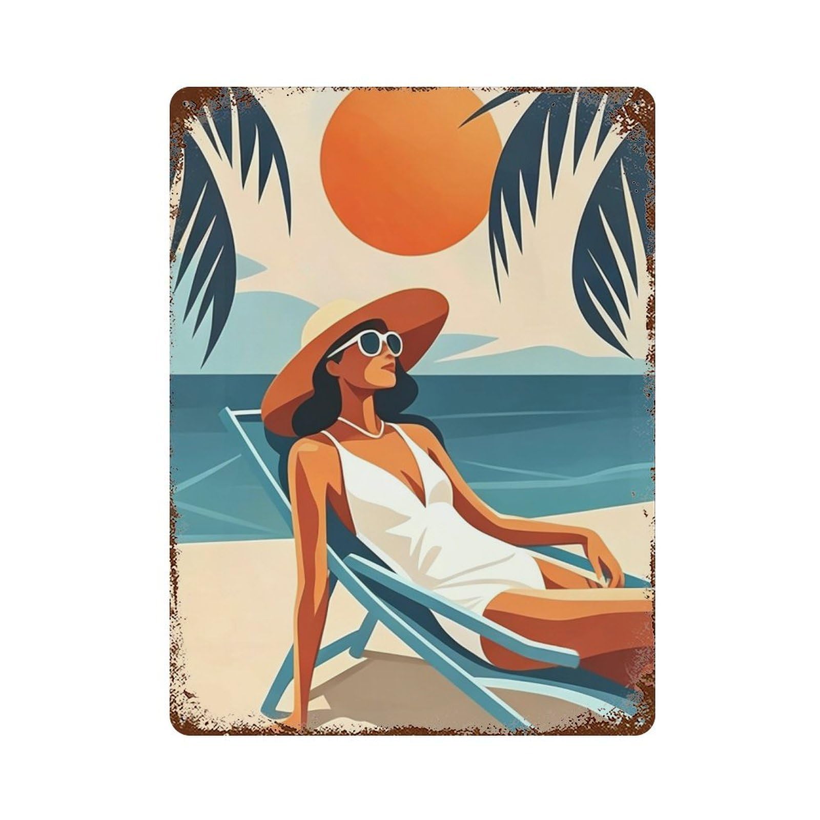 WUJHGRSG Tropic Sun Lounger 04 Wall Art Retro Iron Vintage Metal Tin Sign Poster Modern Decor for Home Cofffee Club Bar Shop Style 40x30cm