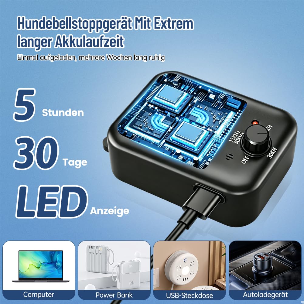 Anti Bell Gerät Hunde, 2026 Upgrade Ultraschall Hundebell Stopper, Aufladbar Ultraschall-Bellstopper mit 3 Modi, 50 Fuß Reichweite Antibell Ultraschall Gerät für Hunde Training Großer Kleiner Hunde