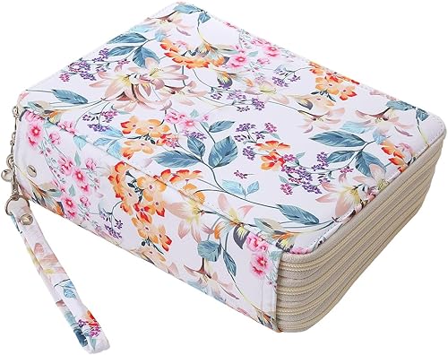 Lbxgap Estuche portátil con patrón de impresión a color, con capacidad para 184 unidades, organizador de bolsas de lápices con práctico envoltorio
