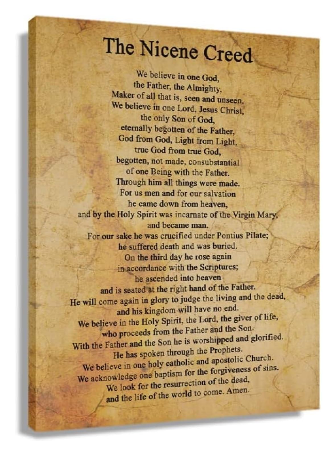 Uycuodluy Framed Nicene Creed Prayer Print On Canvas Christian Wall-Art Vertical Home Decor For Kitchen And Dining Room
