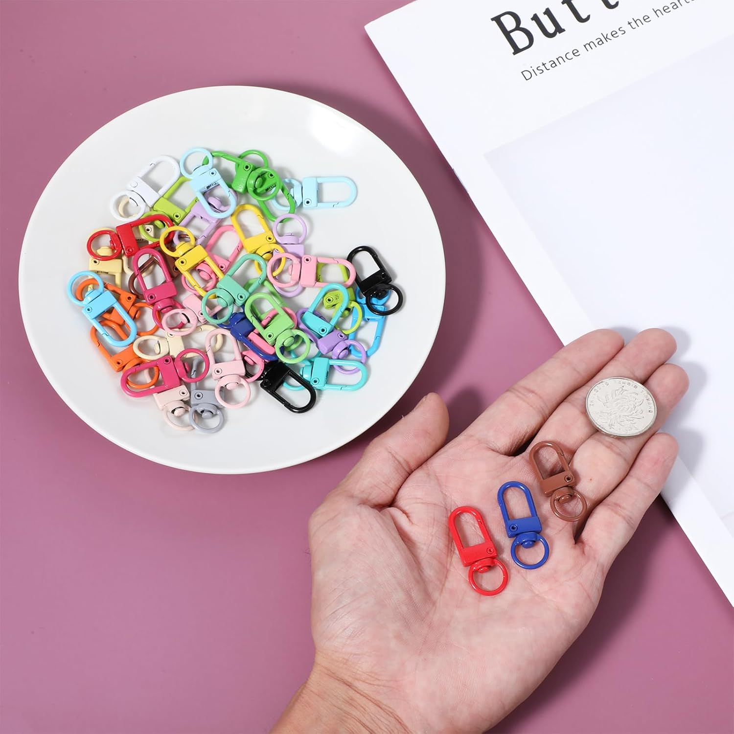 45 PCS Colorful Metal Lobster Claw Clasps, Lanyard Clips Swivel Snap Hooks for Key Chains Heavy Duty Metal Lobster Claw Clasps for Backpack Charms, Claws Trigger Buckle Clasp DIY Craft Jewelry Making - Image 4