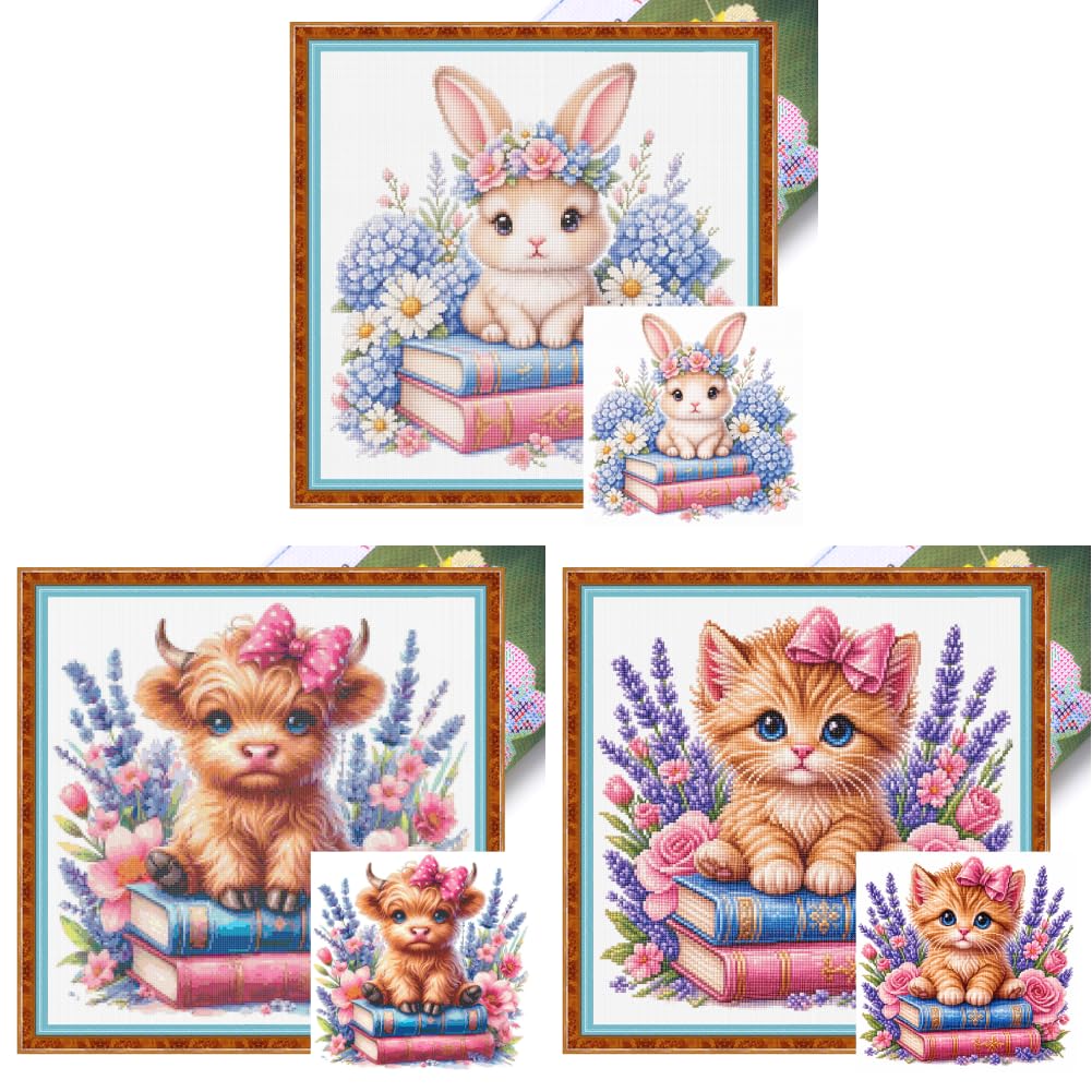 Kit de punto de cruz 14 ct con patrones de flores y bordado para principiantes de arte 8