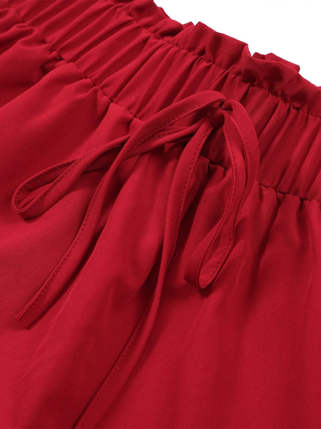 MSLG Women's High Elastic Waist Midi Skirt Casual Summer Trendy Tie Front Flowy Ruffle Floral Print A line Skirts 626 - Image 5