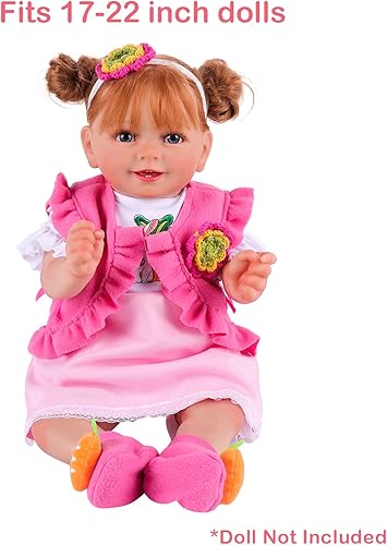 Miniatura 3 de BABESIDE 6 piezas de ropa de muñeca Reborn para muñecas de bebé de 17 a 22 pulgadas, accesorios de ropa para niñas recién nacidas, rosa