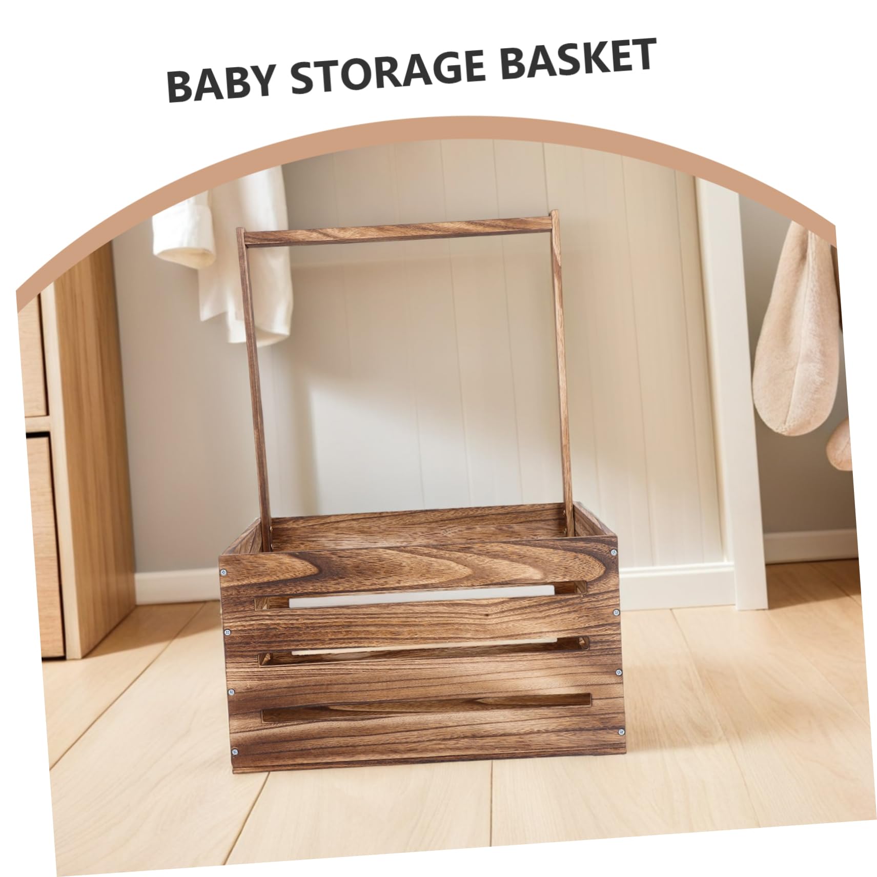 Cesta de Almacenamiento para Bebés de Madera con Asa Color Café