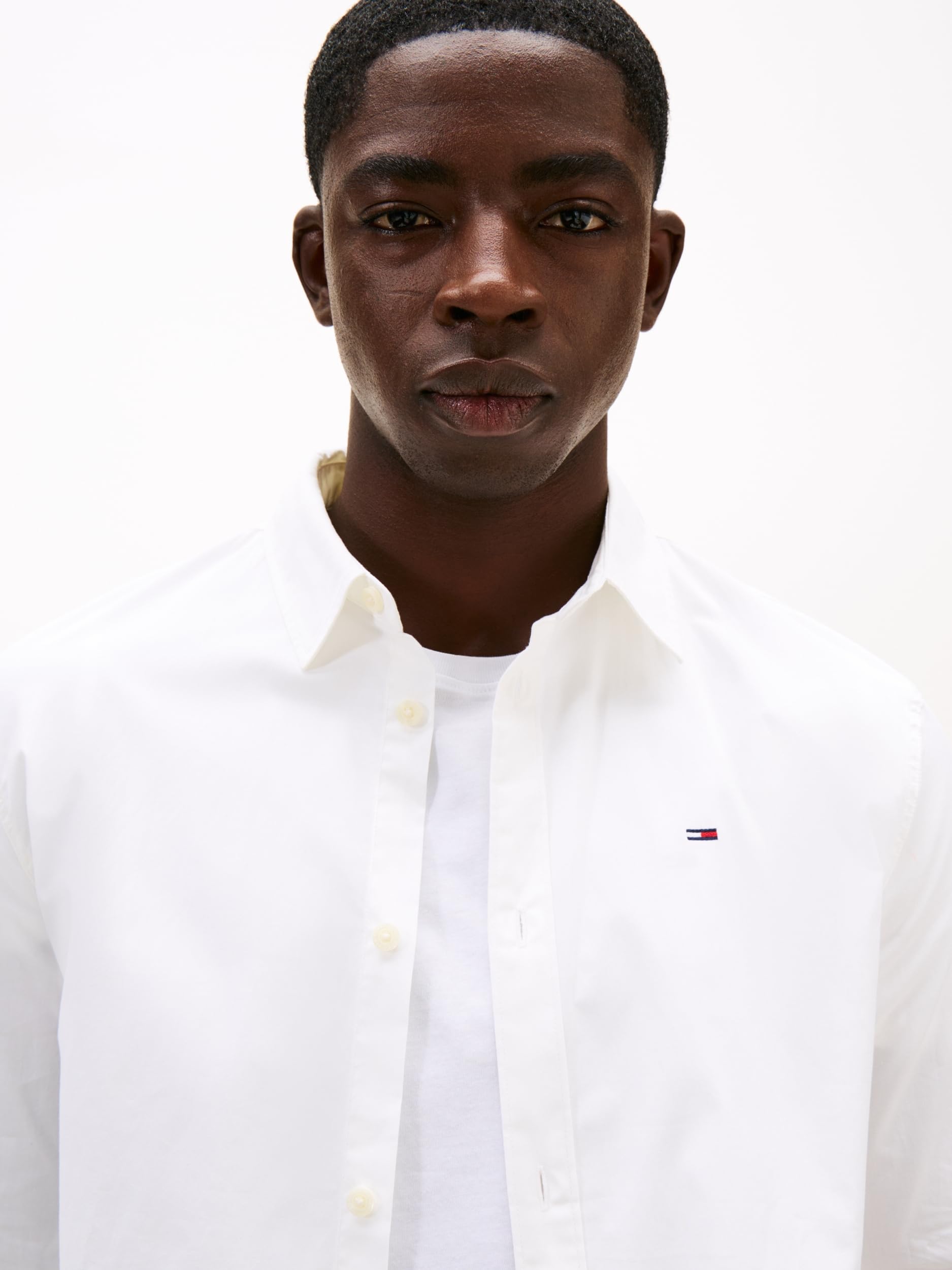 Tommy Jeans Men's Tjm Original Stretch Shirt Dm0dm04405 L/S Shirts / Woven Tops, White (Classic White 100), L