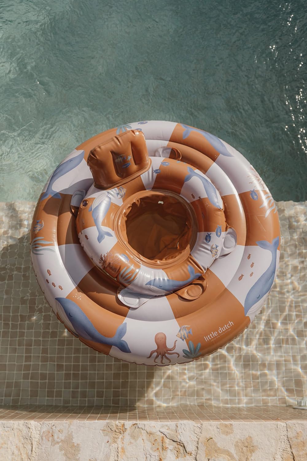 Little Dutch Seggiolino da nuoto per bambini, con anello di galleggiamento, gonfiabile, per ragazzi a partire dai 6 mesi, Ocean World arancione