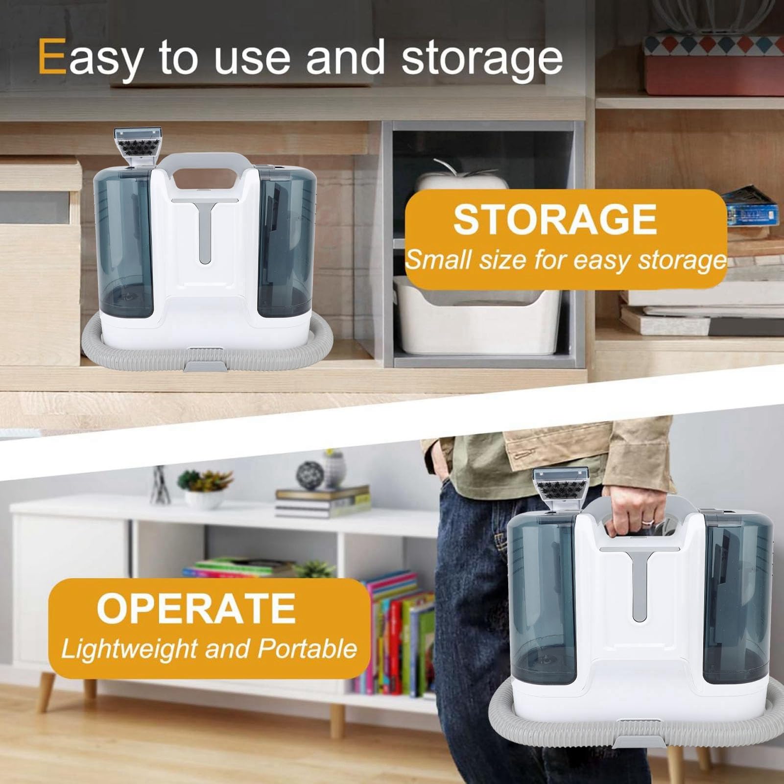 Macchina per Detergente per Moquette da 450 W con Doppi Serbatoi d'acqua Macchie di Pulizia Profonda in Casa (Plug 220v)