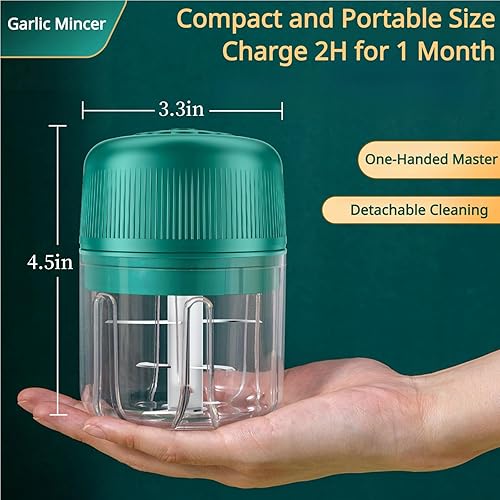 Miniatura 7 de Picadora de ajo eléctrica, procesador de alimentos pequeño portátil Mini, picador inalámbrico de ensaladas, máquina de alimentos para bebés de 11.8