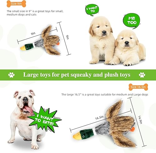 Miniatura 5 de Pet Mallard Duck - Juguete chirriante para perro, juguete de peluche masticable para perros pequeños y medianos, pato salvaje de 9 pulgadas, 3 piezas