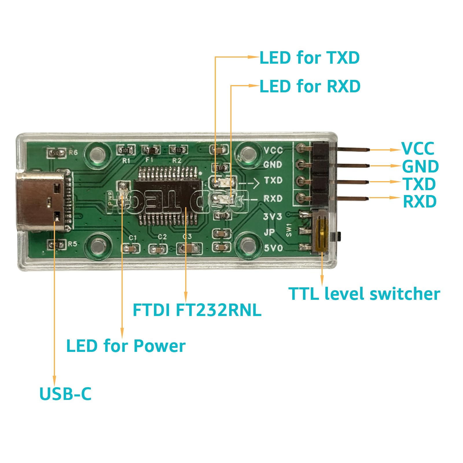 DSD TECH SH-U09F2 Adattatore da USB-C a TTL UART con chip FTDI per microcontrollore Arduino ESP32