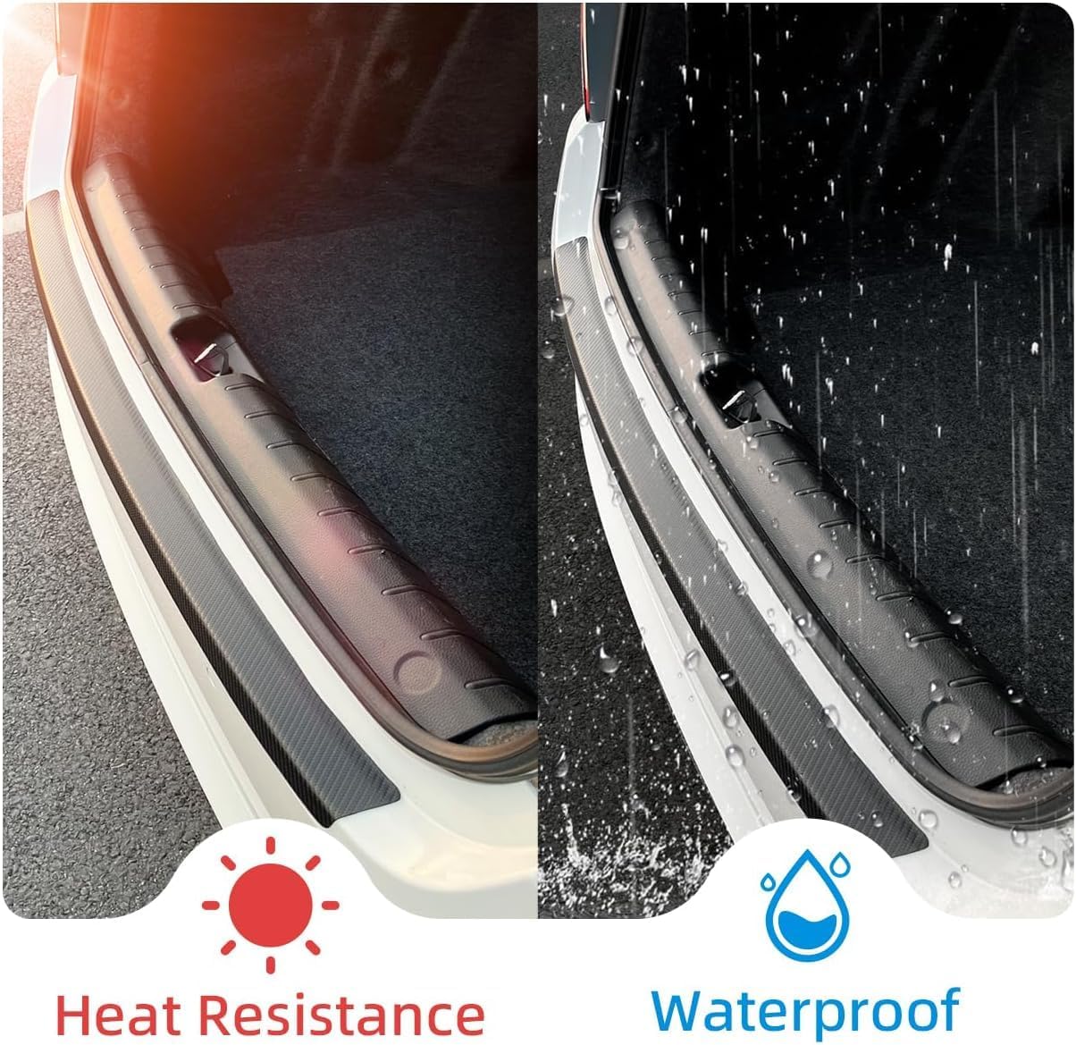 Rear Bumper Guard Protector for BMW 2012-2018 Serie 3 F30 F31, Carbon Fiber Leather Anti-Scratch Strip Door Trunk Door Sill Cover Scuff Plate Strip,M