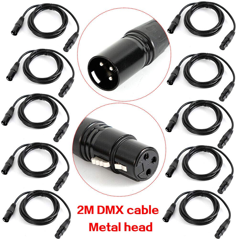 DMX - Cable de micrófono para micrófono, 2 m, para productos de iluminación de escenarios y dispositivos de audio, entrada XLR y faros de salida