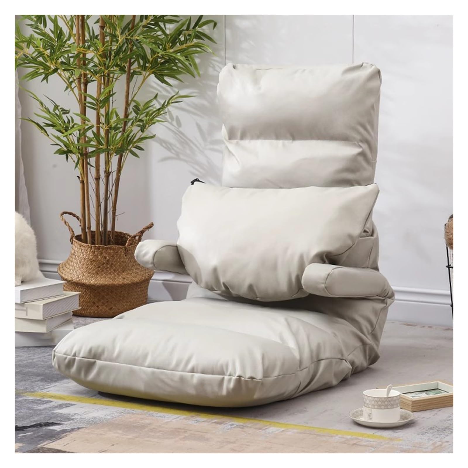 Fauteuil de sol réglable 5 positions rembourré couleur crème design