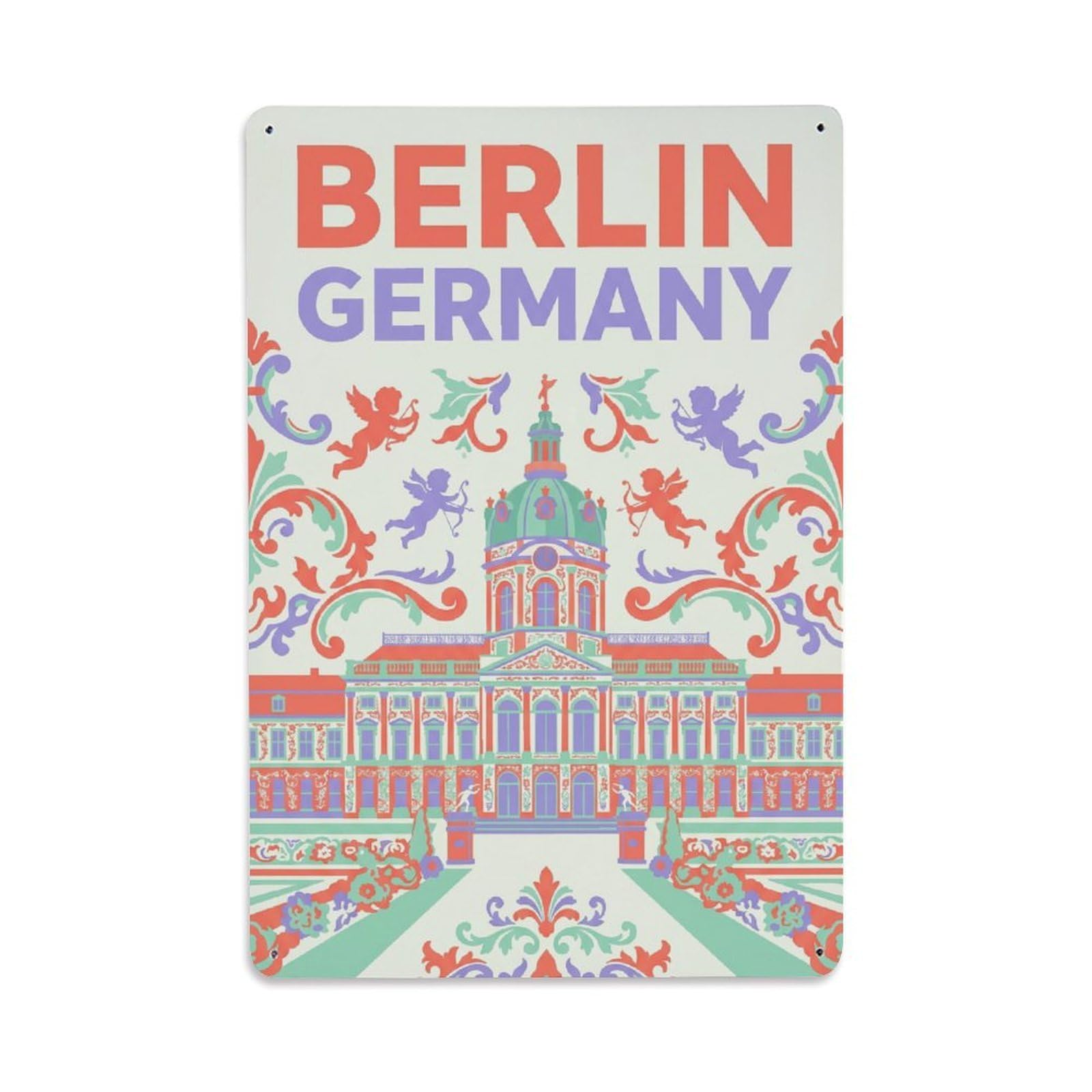 Gead 8X12inch Style Vintage Travel Berlin Germany Gleam Metal Tin Sign