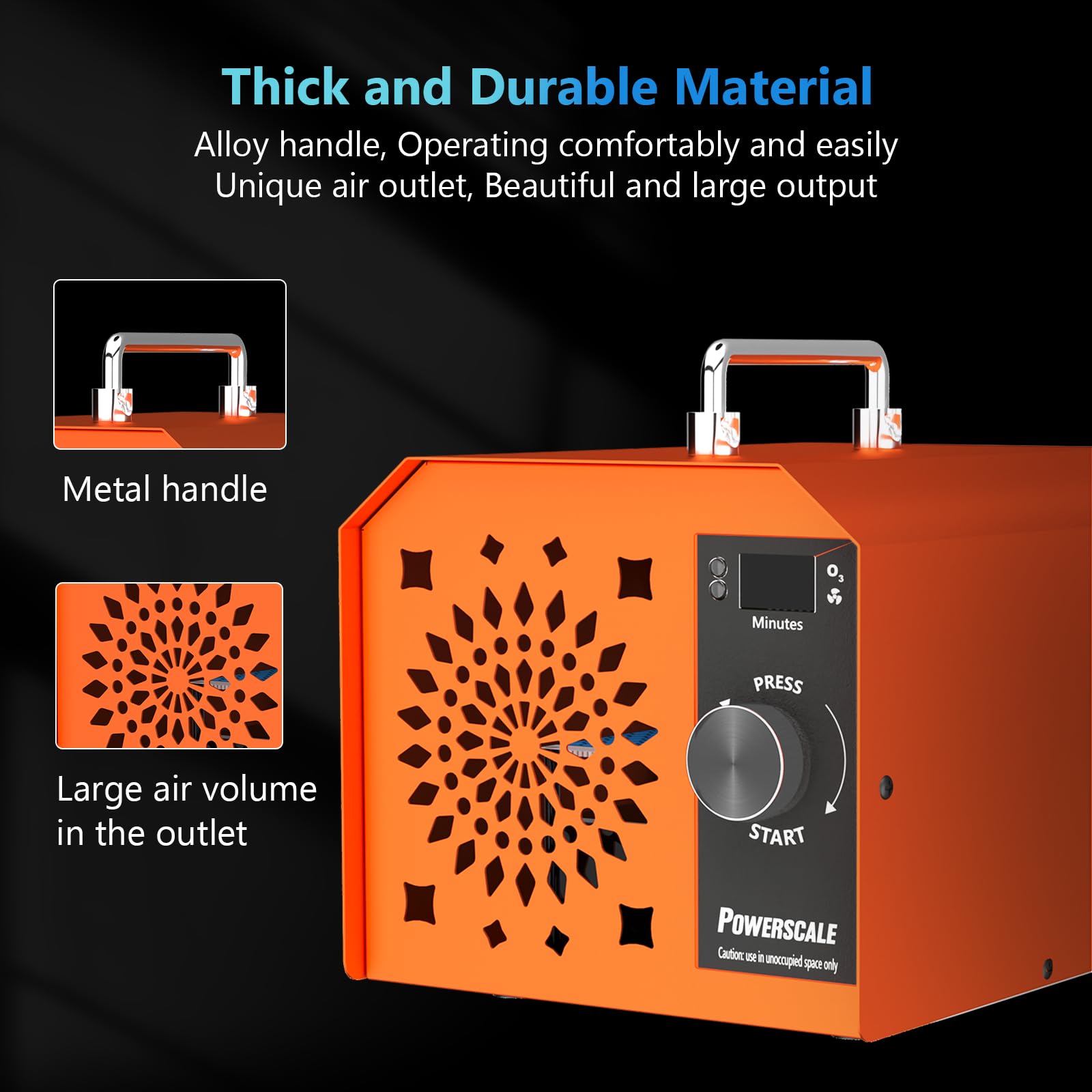 PowerScale Ozongenerator 250.000mg/h O3 Luftreiniger, industrieller Geruchsbeseitiger für Zuhause, Büro, Keller & Haustierraum - Ionisator mit hoher Kapazität, Orange