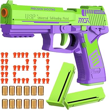 Automatic Shell Ejection Reloading Rebound Toy Gun with Soft Bullett