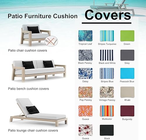 Miniatura 7 de NettyPro - Funda de cojín para bancos de exterior o columpios, 42 x 18 x 3 pulgadas, resistentes al agua, con protección UV, con cremallera, para