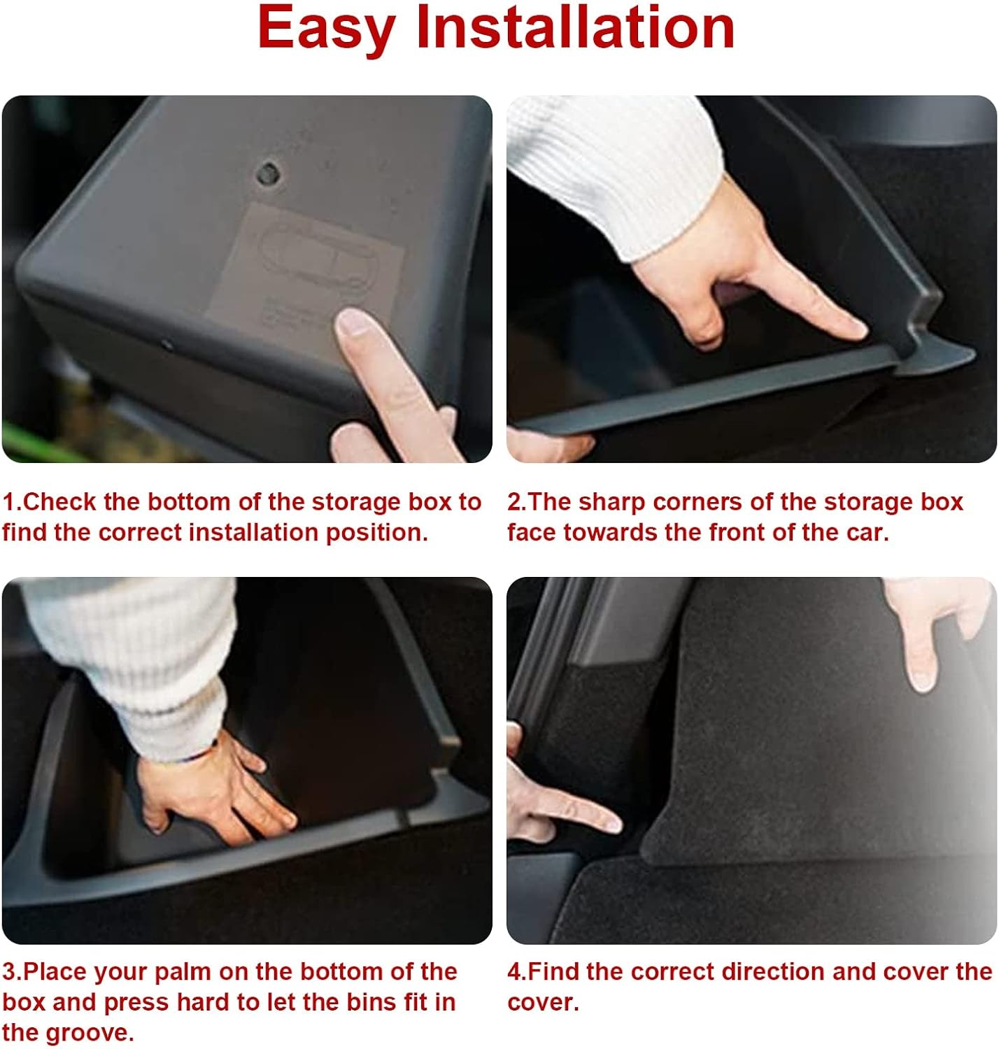 x xotic tech for 2020 2021 Tesla Model Y Trunk Organizer, (Proprietary Design) Waterproof Rear Trunk Storage Bins Side Box with Carpeted Lip Interior Accessories Set of 2 for 5-Seater