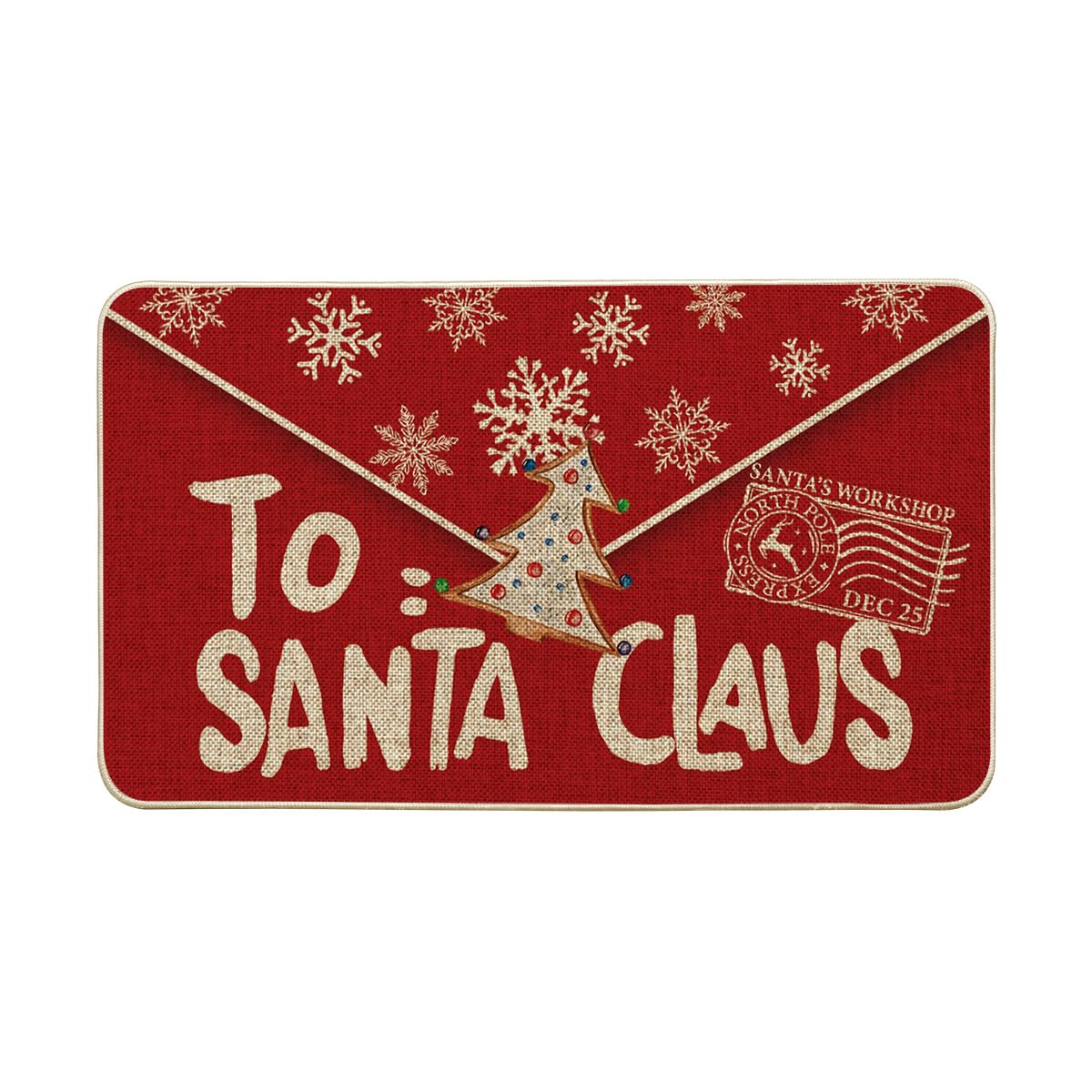 Artoid Mode Envelope to Santa Claus Christmas Doormat, Winter Snowflake Home Decor Low-Profile Switch Rug Door Mat Floor Mat for Indoor Outdoor 17x29 Inch
