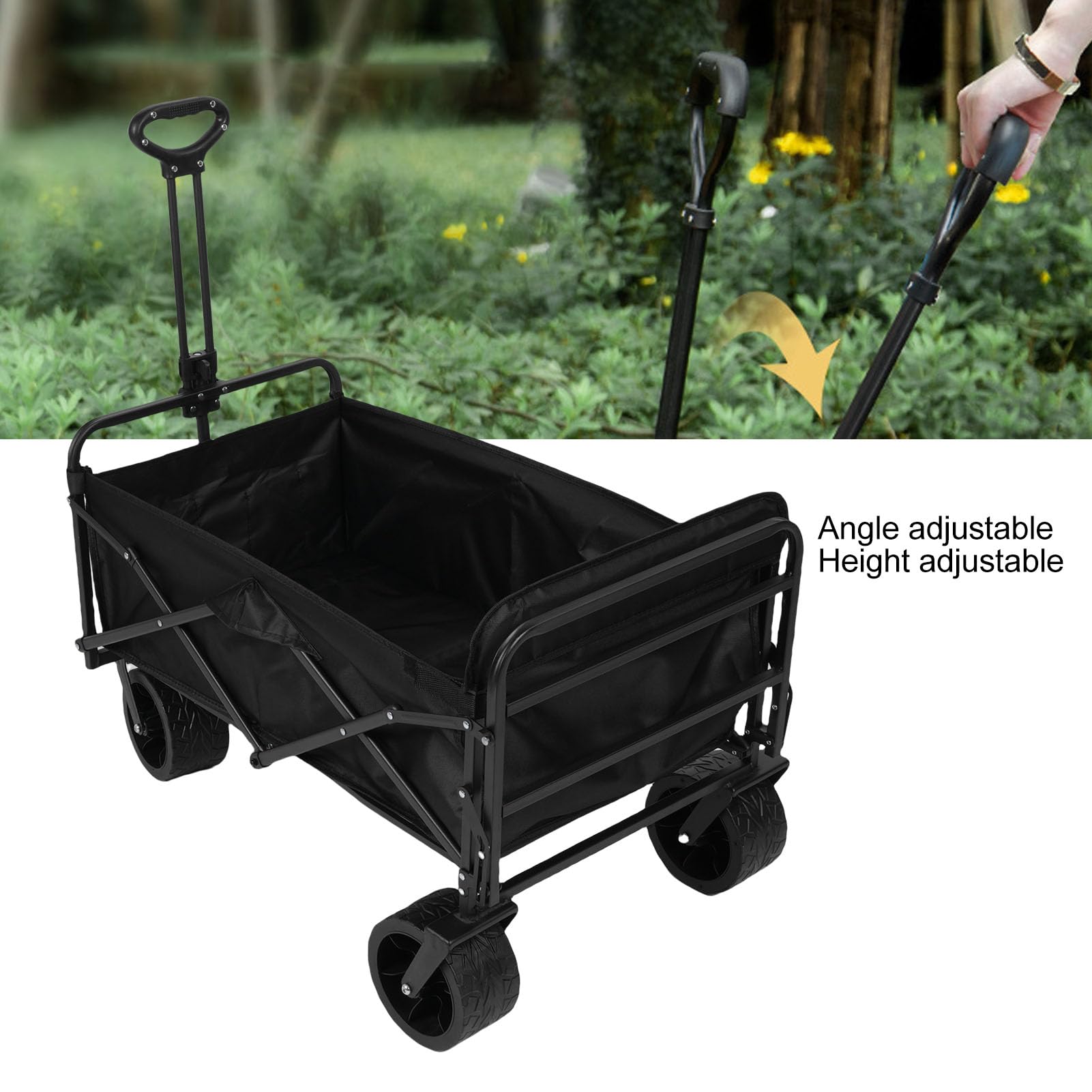 Vagone Pieghevole, Carrello Giardino 150L 117x102cm con Ruote, Carrello per Servizi Servizio Pesante per la Drogheria per lo Sport Pesca Giardino, Rotolamento