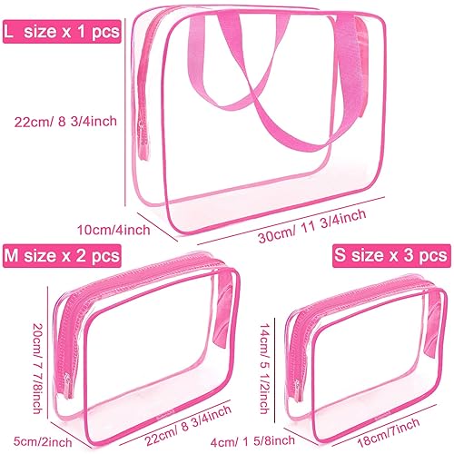 Miniatura 10 de APREUTY Bolsas de maquillaje transparentes, aprobadas por la TSA, juego de 3 bolsas de maquillaje grandes de PVC transparente con asa de cremallera,