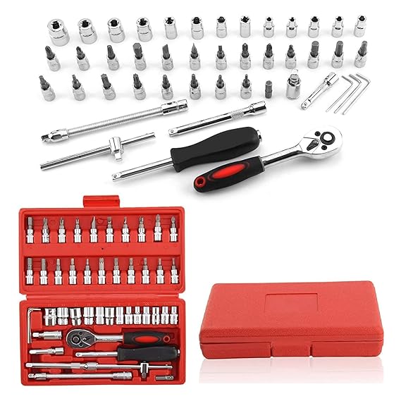 46 in 1 Pcs Tool Kit & Screwdriver and Socket Set INF-22 Multi Purpose Combination Tool Case Precision Socket Set (Color May Vary)