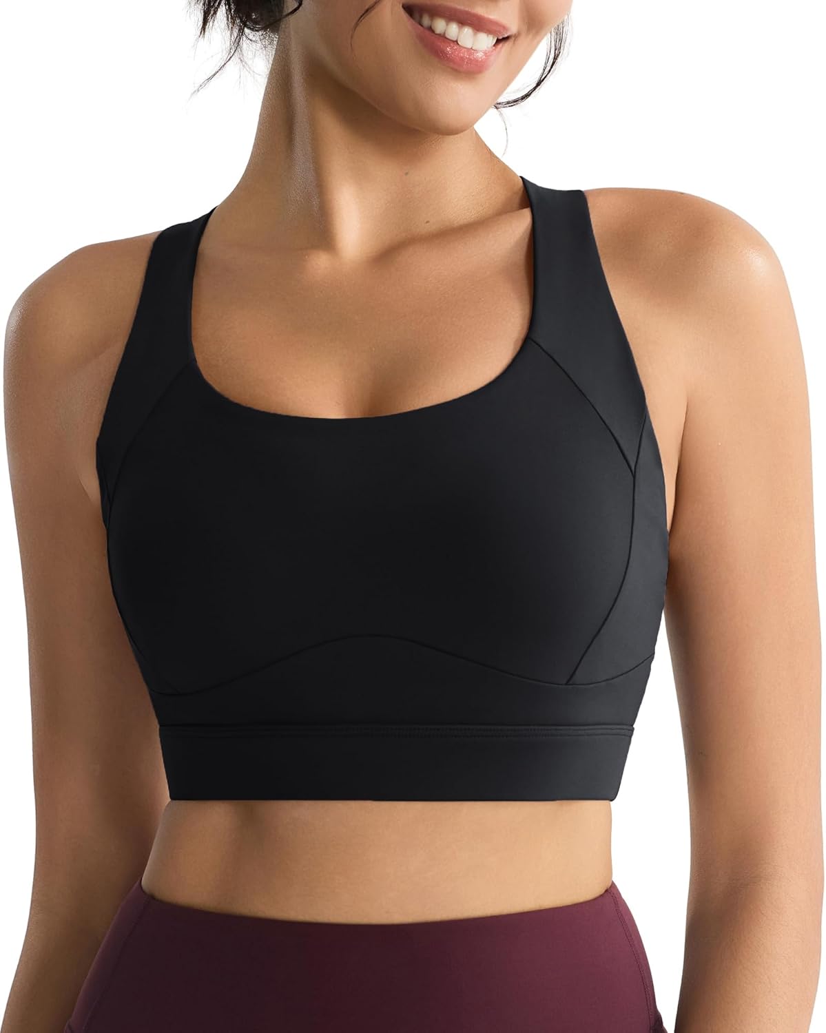 RUNNING GIRL Sports Bras for Women High Support,Racerback High Impact Grey Sports Bra Moulded Cup Workout Bra Push up