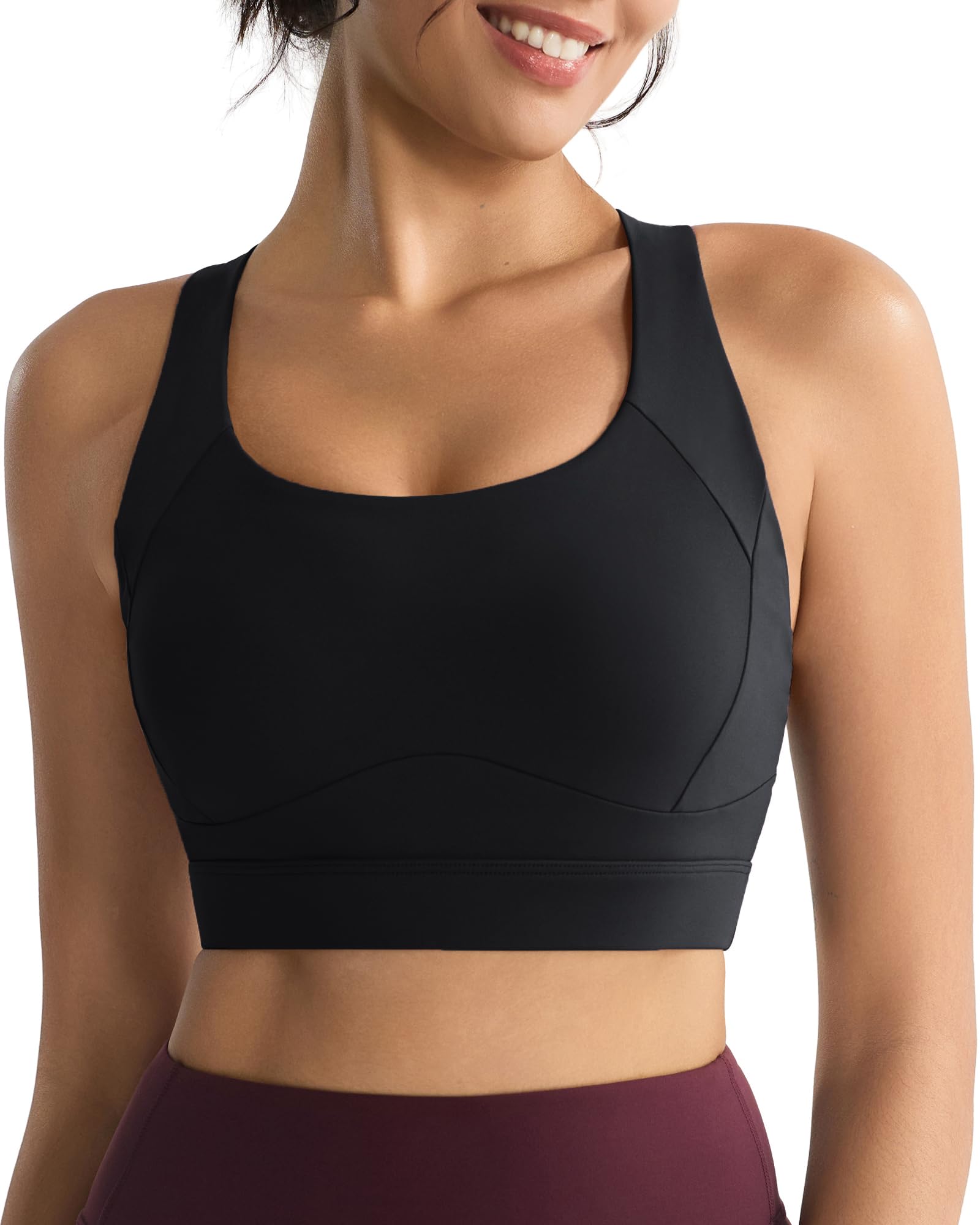 RUNNING GIRL Sports Bras for Women High Support Racerback High Impact Grey Sports Bra Moulded Cup Workout Bra