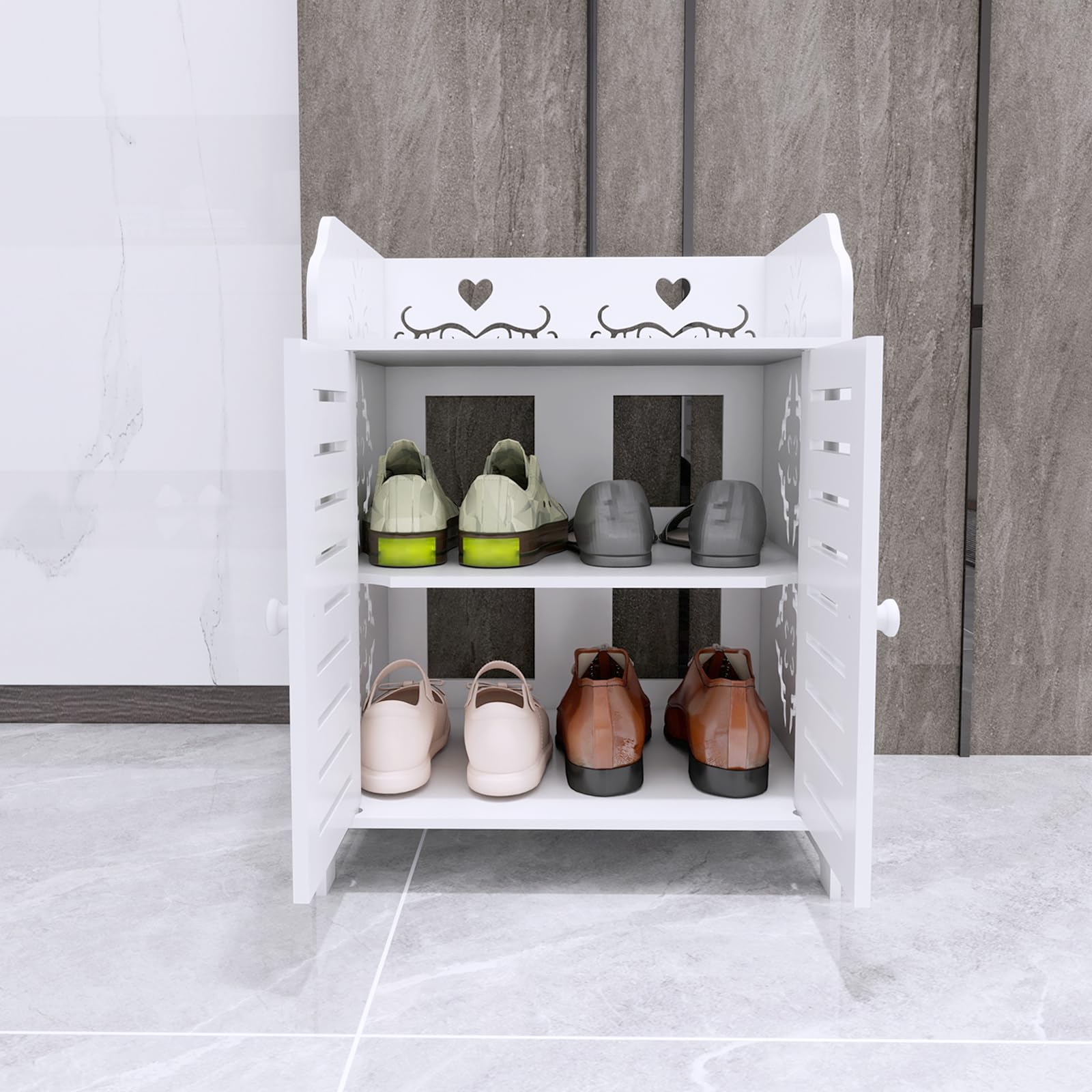 LANTUS Mobiletto portaoggetti per WC, mobile da bagno, supporto carta igienica con armadio e ripiani regolabili-40 x 35 x 53 cm (due livelli)