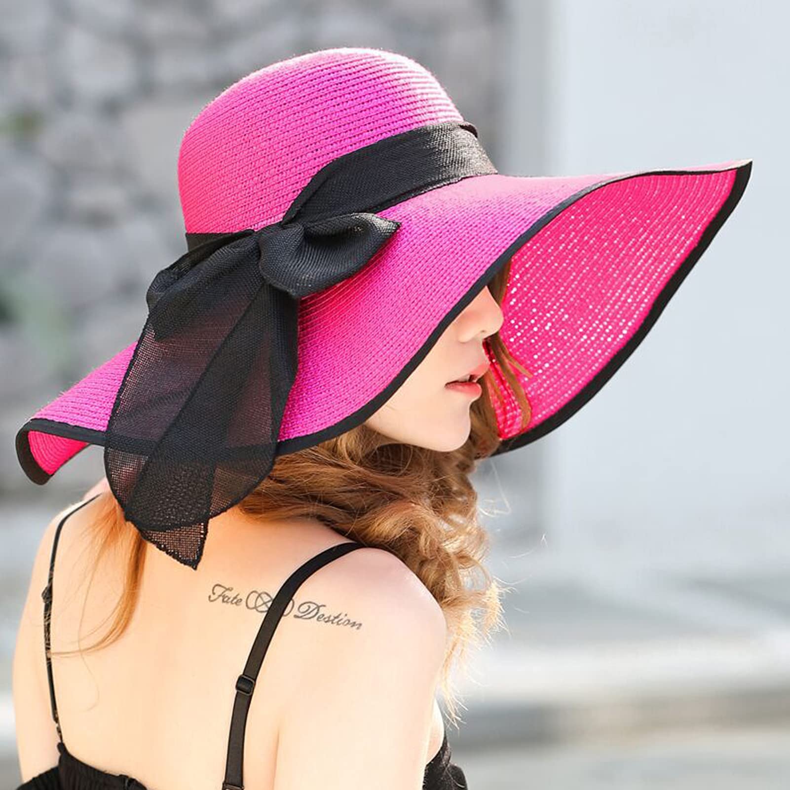 Chapeau souple pliable pour femme, chapeau de paille à large bord, protection solaire, casquette de plage d'été avec protection UV