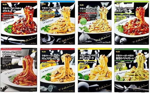 予約でいっぱいの店 落合シェフの人気パスタソース 8種アソート ラ ベットラ流ペペロンチーノ ボロネーゼ ボンゴレ ポモドーロ アラビアータ カルボナーラ トリュフクリームソース 海老のバジルクリーム 計8個セット 予約で Amazon