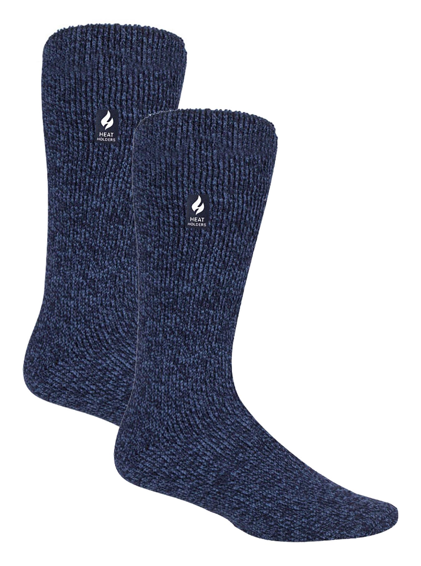 HEAT HOLDERS 2 Pack Mens Thermal Socks Winter Warm Original Socks | Thick Fleece Insulated Socks (6-11, Denim)