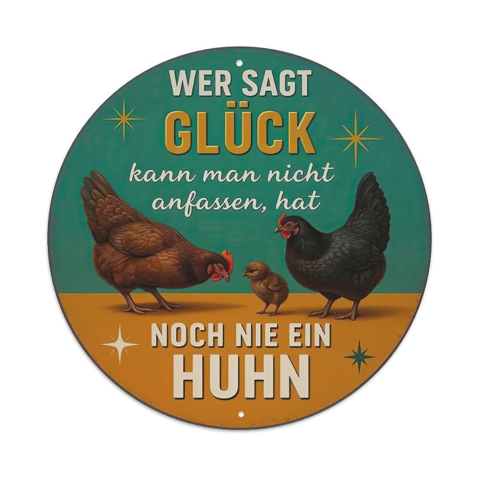 Chicken Family With Stars Background Metal Tin Sign
