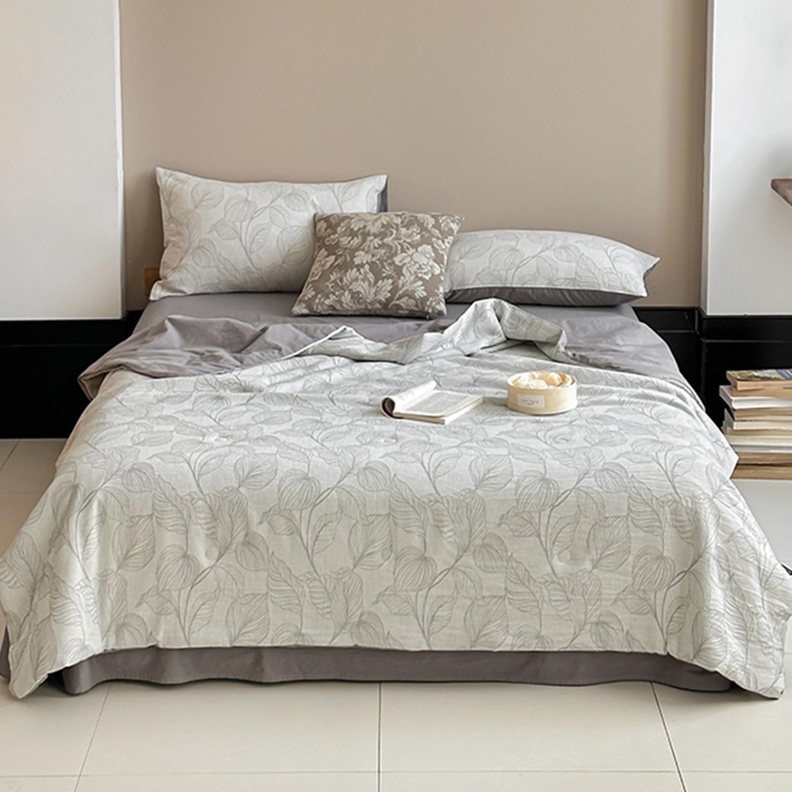 Set Copripiumino con Lenzuola, copripiumini e Coperte rinfrescanti per Chi Dorme al Caldo - Trapunta Leggera in Puro Cotone Lavabile in Lavatrice e climatizzata