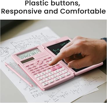 Scientific Calculator for Students, 82 MS Foldable Science Calculator with Notepad for Middle and High School Supplies, Pink